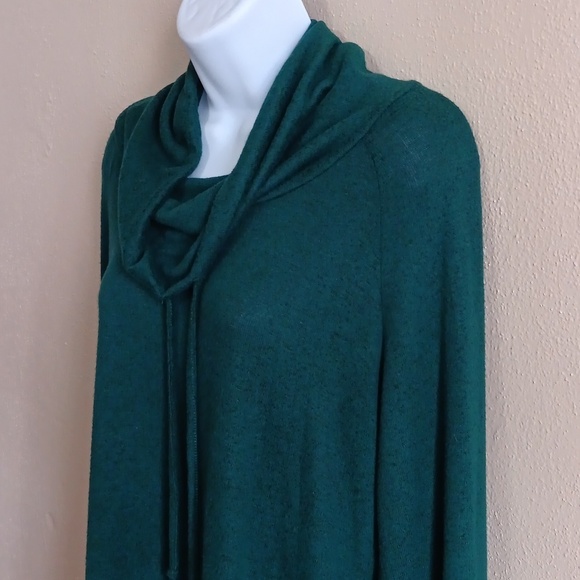 Slouchy Soft Long Cowl Drawstring Top, Women's Large, Green - Picture 4 of 9